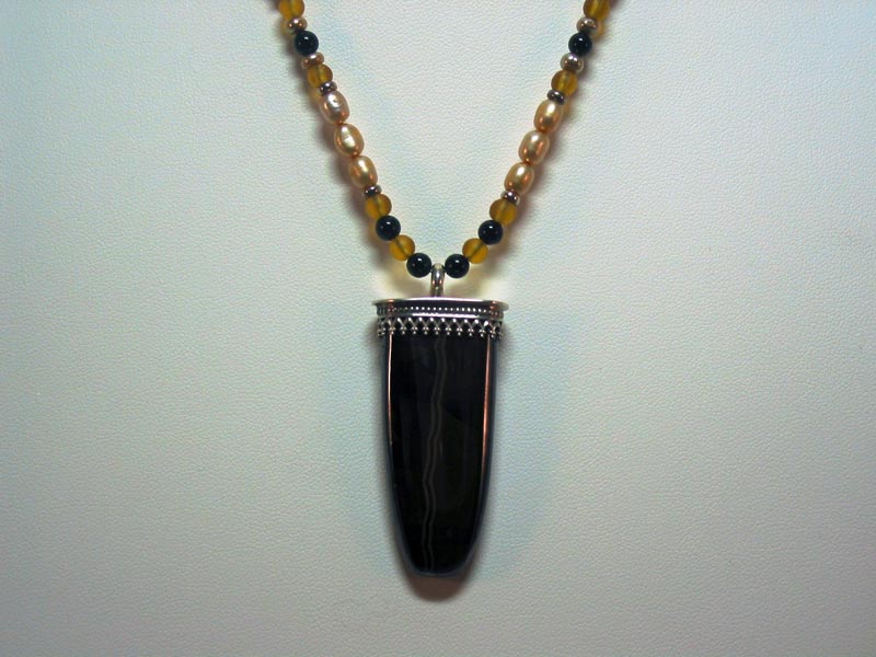 Hematite tongue necklace